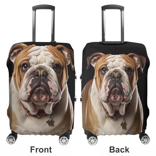 English Bulldog Luggage Covers Tsa Approved Suitcase Cover Elastic Washable Luggage Sleeve Carry on Cover Protector Anti-Scratch Suitcase Protector Fits 19-30 Inch Case(XL)3