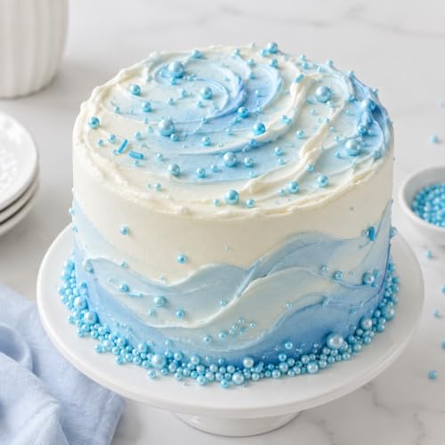 Image of Sprinkles for Cake Decorating Edible Pearls 10.8oz Blue Pearl Sprinkles