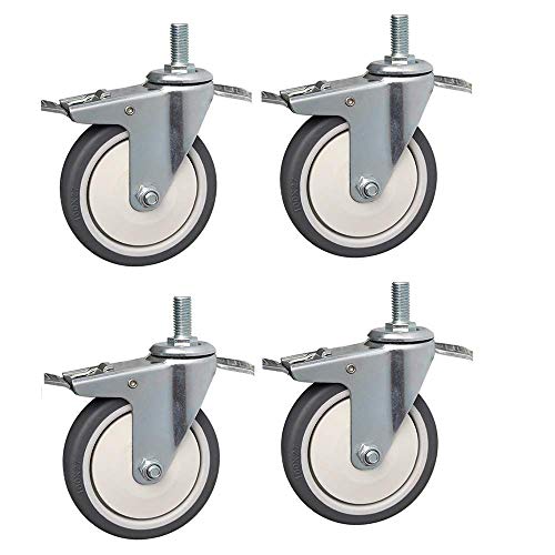 ZSM Ruedas giratorias Muebles 75 / 100mm Ruedas de Ruedas con Freno M10 Ruedas giratorias de Ruedas de Goma para carretillas industriales de 4 YMIK (Color : Brakes*4, Size : 4inch)