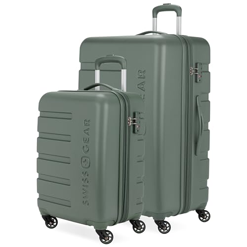 SwissGear 7366 Signature Hardside Expandable Luggage with Spinner Wheels, TSA Lock, Cup-Holder, Olive, 2-Piece Set (19/27)