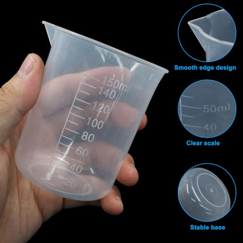 Pack 4 Vasos Medidores Plástico Transparente 50-300ml miniatura 3