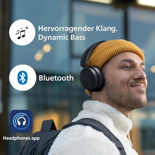PHILIPS TAH5209BK Leichter ohraufliegender kabelloser Bluetooth-Kopfhörer mit passiver Geräuschisolierung – 65 Stunden Spielzeit… – Ansicht 6