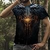 Men's Wolf T-Shirt Men 3D Cool Graphic Short Sleeve Tee Shirts S-3XL, Cross Wings, XXL #4