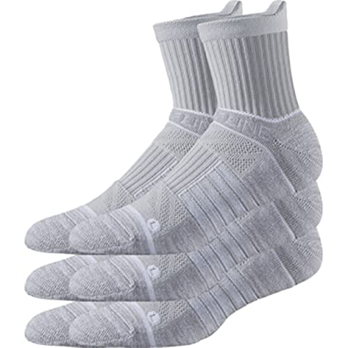 Strideline Basic Mid Length Socks | Quad-Ply Yarn Padding, Direct Compression and Zoned Cushioning, 3 Pack (Heather Grey, Small)