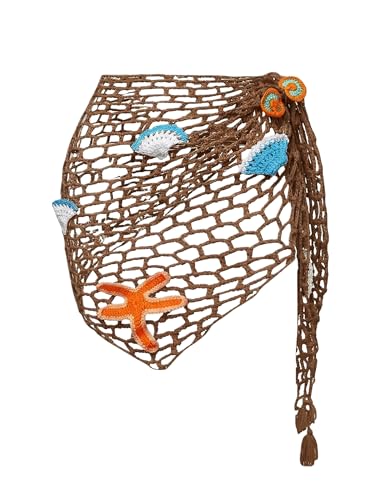 Image of ZAFUL Sarong Coverups for Women Beach Vacation Fishnet See Thru Tie Side Bathing Suit Cover Up Mini Skirt