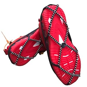 Walk Traction Cleats,Ice Cleats Anti Slip Crampons Rubber Spikes Ice Snow Grippers for Boots and Shoes for Winter Walking on Snow and Ice Climbing Hiking Mountaineering 2PCS for Man and Woman