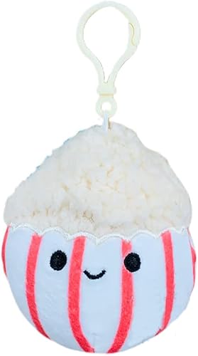 Squishmallow Oficial Kellytoy Food Squad - Animal de peluche coleccionable de postre suave (cremablancorojo, palomitas de maíz Arnel, clip de 3.5