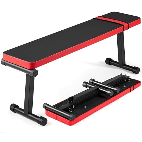 Mejores review On-line Banco musculación para comprar hoy. 34 Banco Plano Pesas,banco de pesas plano plegable de fácil montaje para press de banca de entrenamiento de fuerza,Pecho Biceps Triceps Ejercicio,carga máxima 280KG para gimnasio en...