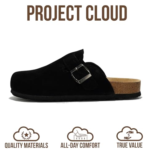 Image of Project Cloud 100% Genuine Leather Footbed Clogs for Women - Memory Foam Arch Support Slippers for Women - Trendy Slip-ons Women's Mules & Clogs Sandals