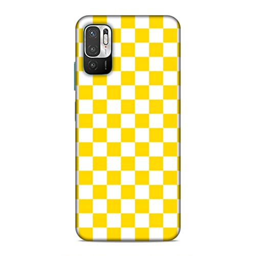 Image of Printed Mobile Back Hard Case Cover for Xiaomi Redmi Note 10T 5G / Xiaomi Redmi Note 10 5G / Xiaomi Poco M3 Pro 5G | Check Print, Small Boxes, Yellow & White-2204