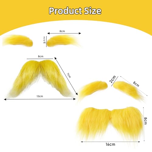 VARKAGE 2 Satz Schnurrbart Zum Ankleben, Augenbrauen, Schnauzer Zum Ankleben, Bart Zum Ankleben, Lustige 80Er Jahre Schwarze Schnurrbart, für Halloween Weihnachtsfeier Geburtstag