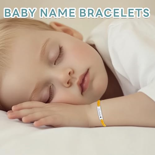 Personalized Baby Name Bracelets, Handmade Adjustable Braided Bracelet, 18K Gold Plated Custom ID Bracelets for Infant Girls Boys, Personalized Baby Gifts for First Birthday, Baptism, Christmas4