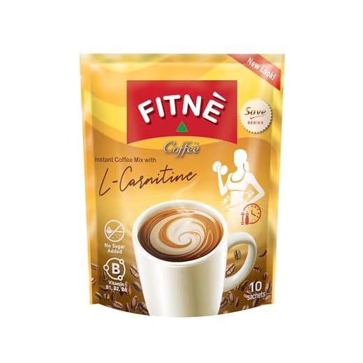 FITNE Instant 3 In 1 Coffee Packets Mix With L-Carnitine For Workout Exercise Vitamin B1 B2 B6 Smooth Blend No Sugar Sucralose Sweetener, 10 Sticks