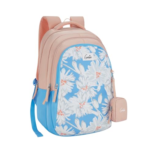 Image of Genie Backpack for Girls Laptop Sleeve, Three Compartments and Organiser with Padded Shoulders |Best for Books,Stationery,Lunch Box & Essentials