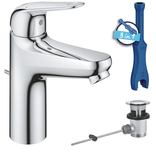 GROHE Swift, Waschtischarmatur, wassersparend (Wasserhahn für das Bad,...