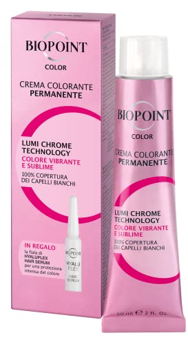 Biopoint Color - Crema Colorante Permanente con Fiala Hyaluplex Serum, Tinta per Capelli con Acido Ialuronico, Nutre, Idrata e Dona un Colore Brillante e Intenso, 60 ml