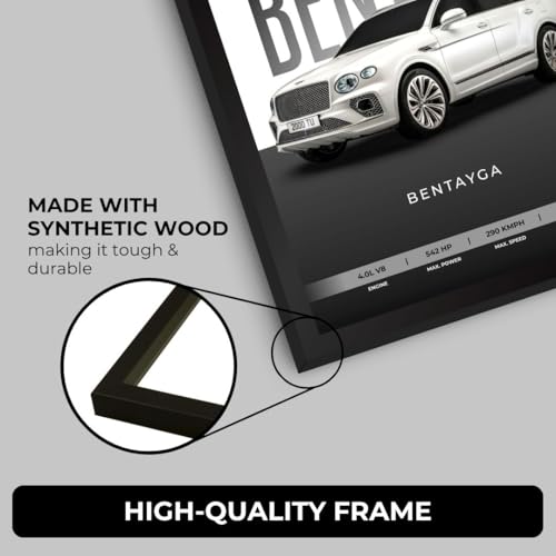 Image of Bentley Bentayga Poster | Framed Bentley A4 Sized (31 x 23 cm) | Bentayga Car Poster for Wall, Gift for Boys, Luxury Frames | Dream Car Posters for Wall, Bedroom, Hostel, Study Area, Hostel (F 082)