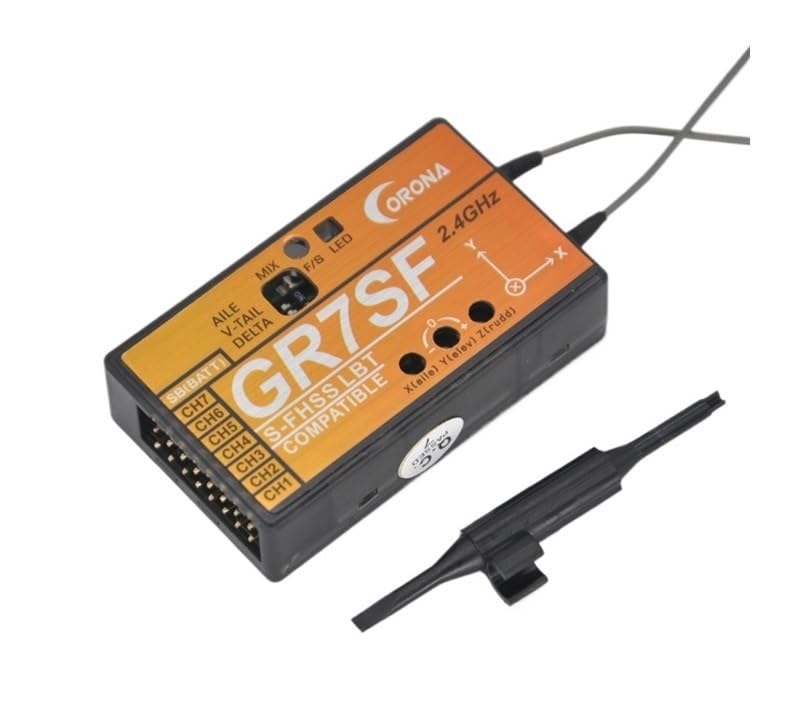 Odbiornik RC GR7SF 7CH S-FHSS z 3-osiową stabilizacją żyroskopową | 6.8ms Low Latency 2.4GHz Model Airplane Component with Built-in V-Tail and Delta Mixer Support(GR7SF- S-FHSS)