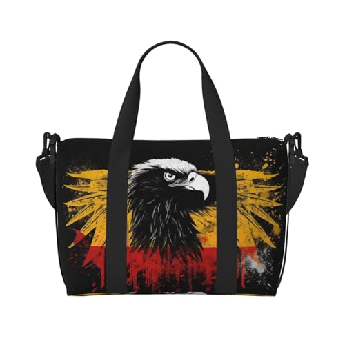 Sports Gym Bag for Women Men Travel Duffel Bag Tote Weekender Bag Carry on Overnight Bag for Travel Swimming Fitness Workout Sports Germany Flag Eagle Duffle Bag