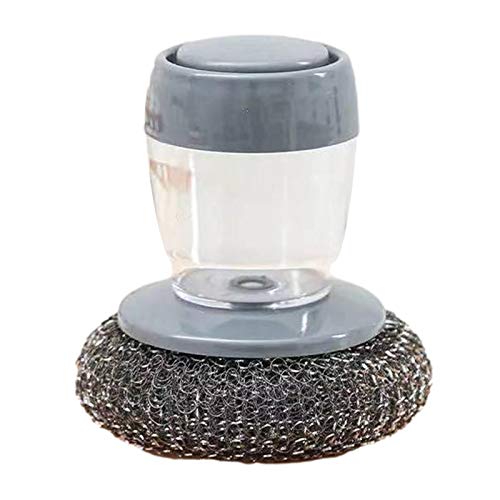 favourall Brosse à récurer avec distributeur de savon en fil d'acier avec réservoir de liquide intégré, brosse de cuisine multifonction pour nettoyer la vaisselle, les poêles, les éviers Cover