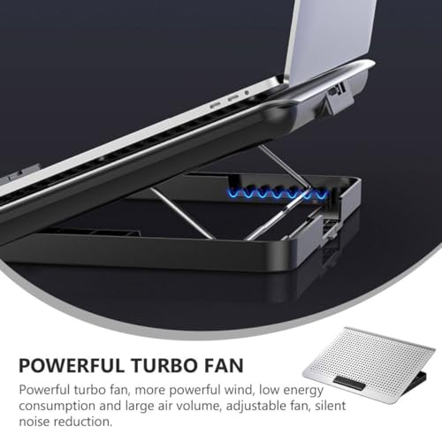 Base portátil de aluminio con ventilador ajustable y puertos USB miniatura 5