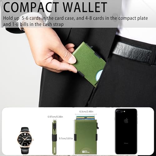 Image of Slim Card Holder Wallet for Men, Minimalist RFID Blocking Pop Up Wallet, Smart Metal Business Card Case Holds 12 Cards, Ultra-Thin Front Pocket Wallet, Gifts for Men