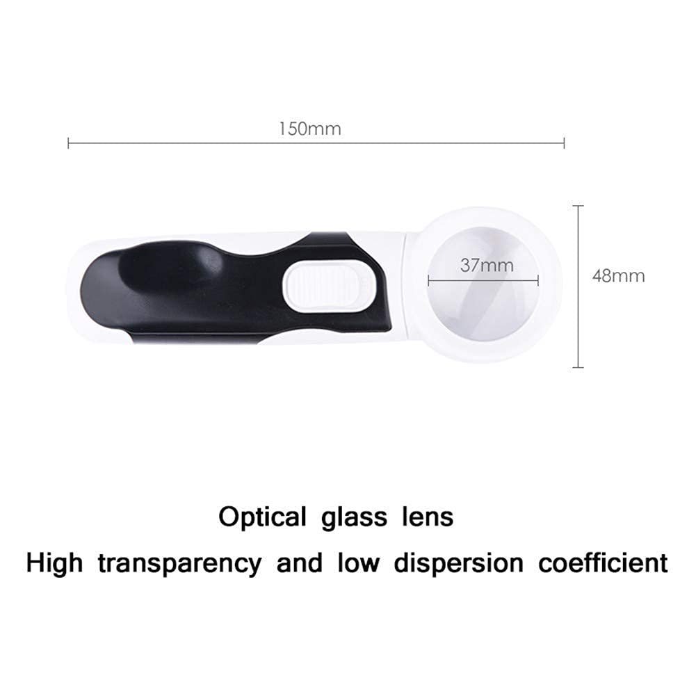 JOZZY Lupa,Lupas para Pasatiempos, Lectura LED de Mano con Peso Ligero sin pérdida de luz, Adecuado para Lectura, inspección, Soldadura, Aguja