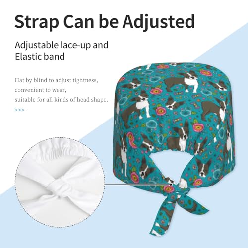 Image of Working Cap Scrub Cap with Sweatband Adjustable Unisex Women Tie Back Hat Nurse Surgical Caps