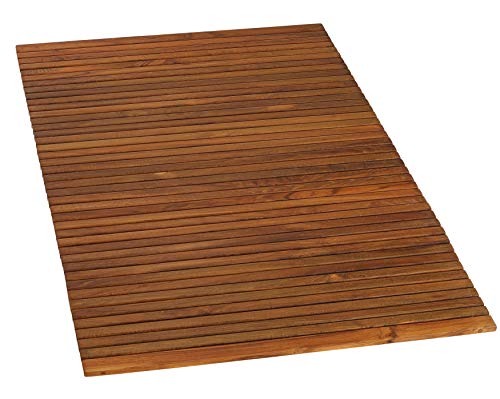 Bare Decor Oskar String Spa Shower Mat/Rug in Solid Teak Wood Oiled Finish, X-Large: 3' x 5'