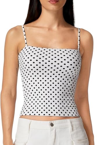 Image of QINSEN Women's Double Lined Basic Tank Top Adjustable Spaghetti Straps Sleeveless Camisole Shirts