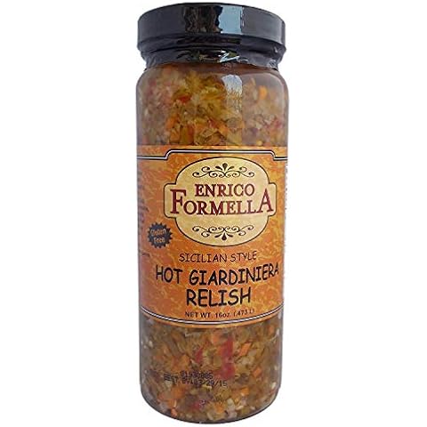 Enrico Formella | Hot Giardiniera Relish | Italian – Chicago Style Hot Pickled Vegetable Spread 16oz. (2-pack) Cover