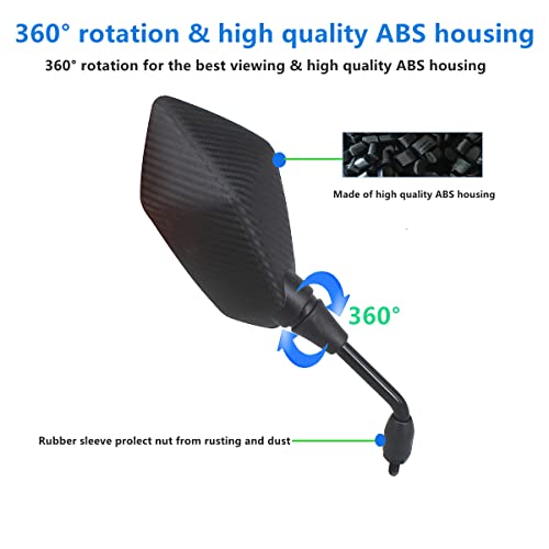 Hkoo Universal Hawk-Eye Motorcycle Convex Rear View Mirror - With 10Mm Bolt, Handle Bar Mount Clamp Compatible With Cruiser, Suzuki, Honda, Victory And More #TOP2