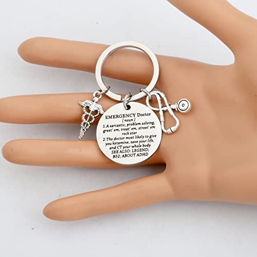 Image of CENWA Emergency Medicine Doctor Definition Keychain ER Doctor Gift Medical Student Gift (Emergency Doctor K)