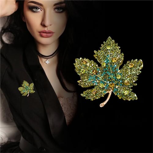 Image of WCRAZYE Rhinestone Maple Brooch Pin for Women Girls Sparkling Full Micro Pave Crystal Fall Thanksgiving Vintage Colorful Maple Leaf Lapel Pin Party Prom Wedding Thanksgiving Jewelry Gift