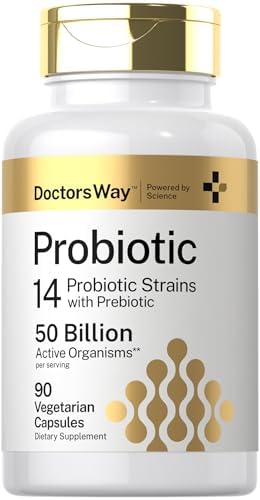 Doctor's Way Probiotic Supplement | 50 Billion Active Organisms | 90 Capsules | 14 Strains with Prebiotic | for Men and Women | Vegetarian, Non-GMO, Gluten Free