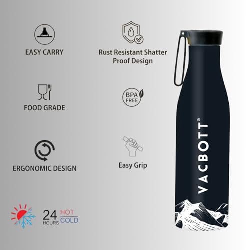 Image of Clay Craft VACBOTT Aspen Double Walled18 Hours Hot and 24 Hours Cold Water Bottle Vacuum Insulated Flask Bottle 860 ml|2 Piece Steel Water Bottles for School, Office, Home, Gym, Leakproof