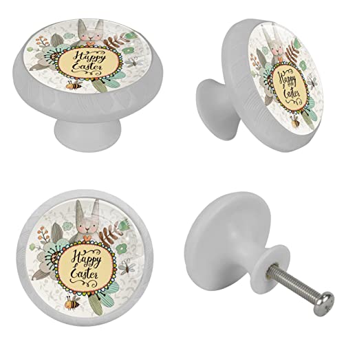 Boutons de placard de cuisine verre fluorescents tiroir commode lapin Pâques