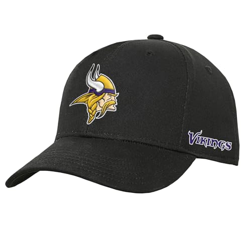 NFL Kids Youth 8-20 Official Primary Logo Wordmark Adjustable Snapback Hat Cap One Size (US, Alpha, One Size, Minnesota Vikings - Black)