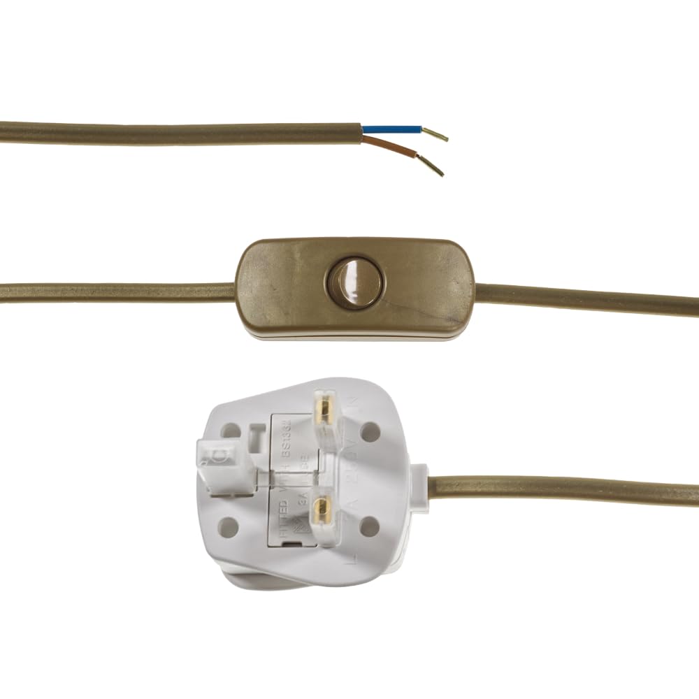 Gold 2 Core With Plug & In Line Switch 2.5m Long