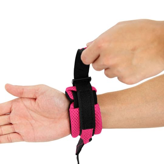Image of Gooby Soft Mesh Wristband Surfer Leash, Flamingo Pink, 6 FT | Hands-free wristband; Breathable padded mesh; 6 ft; Adjustable hook-and-loop fastener; Match your harness