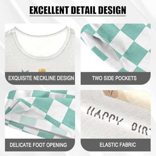 Checkerboard Plaid Bear Holding Stars Ivory Pajama Set Short Sleeve Summer Pajamas Shorts Sets PJ Clothes Set Soft 5Y4