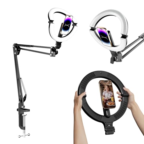 Lampe de bureau ronde pour créateur de contenu et visioconférence à la maison