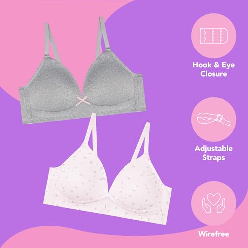 Rene Rofe 2 Pack Padded Wirefree T Shirt Bras - Wireless Bras for Girls2
