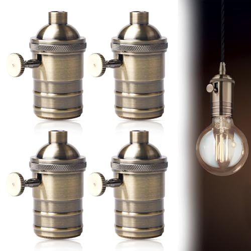 Lot de 4 douilles vintage en aluminium WIYETY : douilles bronze 220 V E27 avec interrupteur...
