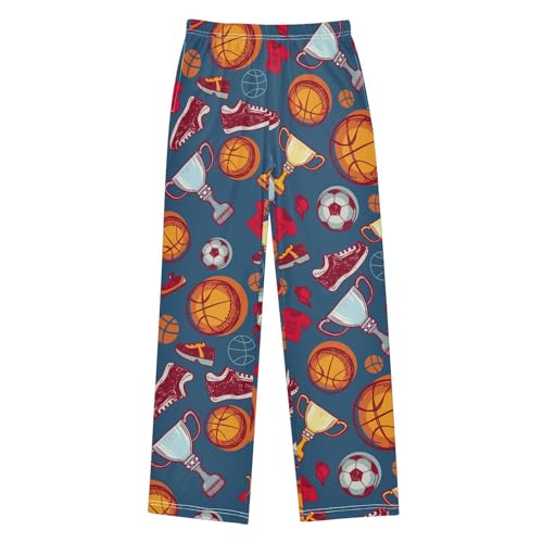 ZZXXB Basketball Football Print Boys Long Pants Soft Trousers Elastic Waist Kids Lounge Bottoms with Pockets S-XL