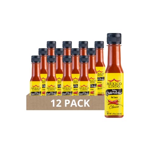 Image of Mexico Lindo Chile de Arbol Hot Sauce Ingredients | 12,190 Scoville Level | Classic Flavor | 5 Fl Oz Bottles (Pack of 12)