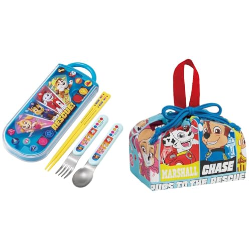 【セット買い】スケーター(Skater) 子供用 お弁当 トリオセット 箸 スプーン フォーク キッズ カトラリー 抗菌 加工 開けやすいスライド式 日本製 パウ・パトロール 25 男の子 TACC2AG-A + 子供用 お弁当 巾着袋 マチ付き キッズ