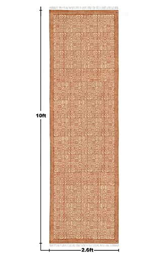 Tapis géométrique orange en coton lavable pour sol de chambre à coucher