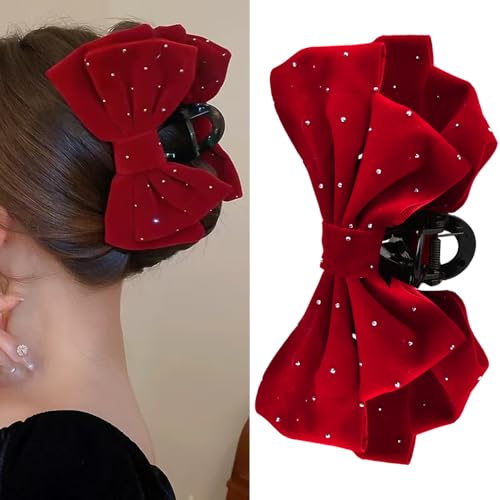 Pinces à cheveux en velours rouge pour sublimer vos coiffures de soirée, bal et grands événements
