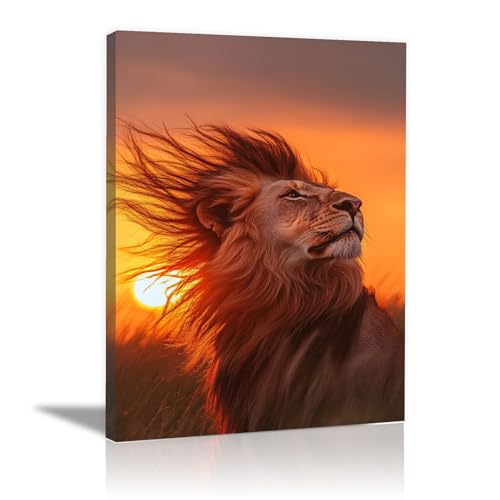 Lion peinture murale sur toile tableau moderne déco salon bureau 40x60